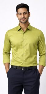 Neehar | Light Olive Yellow Formal Shirt for Men | Office & Daily Wear
