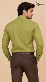 Neehar | Light Olive Yellow Formal Shirt for Men | Office & Daily Wear - Image 2