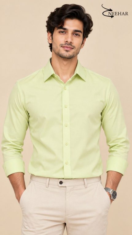 Neehar | Pale Green Formal Shirt for Men | Office & Daily Wear