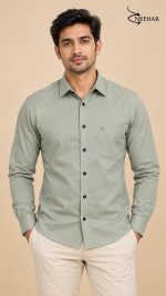 Neehar | Leaf Green Formal Shirt for Men | Office & Daily Wear