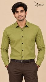 Neehar | Light Olive Yellow Formal Shirt for Men | Office & Daily Wear