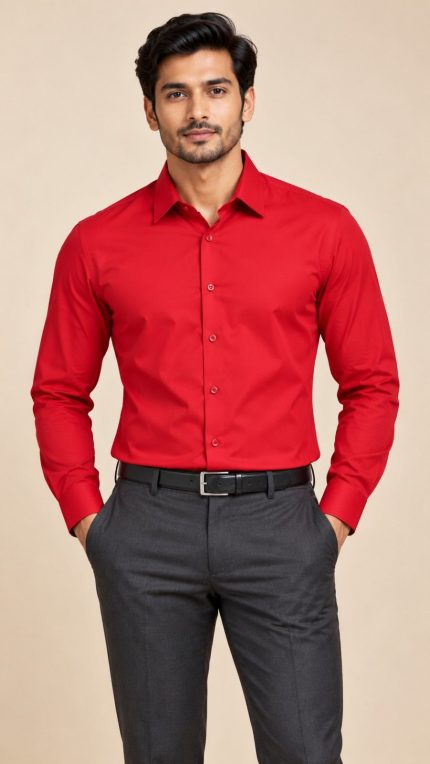 Neehar | Red Formal Shirt for Men | Office & Daily Wear
