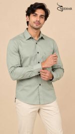 Neehar | Leaf Green Formal Shirt for Men | Office & Daily Wear - Image 4