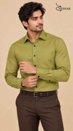 Neehar | Light Olive Yellow Formal Shirt for Men | Office & Daily Wear - Image 4
